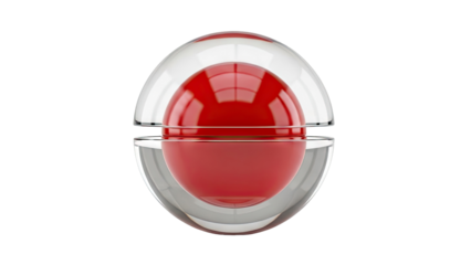 Abstract Red Sphere Encased in Clear Geometric Shell