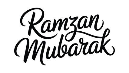Ramzan mubarak hand lettering typography isolated on white background, modern islamic greeting calligraphy design for ramadan celebration
