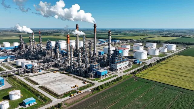 Aerial view of an industrial refinery