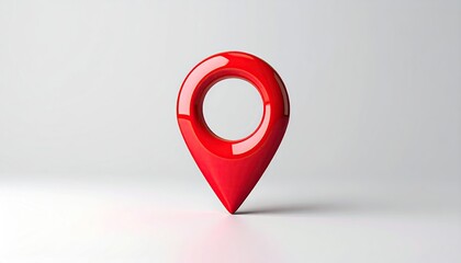 Glossy, red pin icon on a light gray background