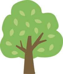 葉のある緑の木のイラスト透明背景