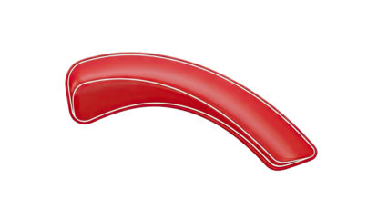 Red curved shape with white outline
