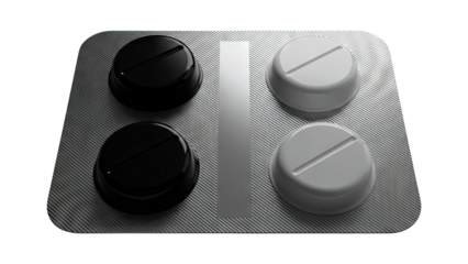 Blister pack with black and white pills