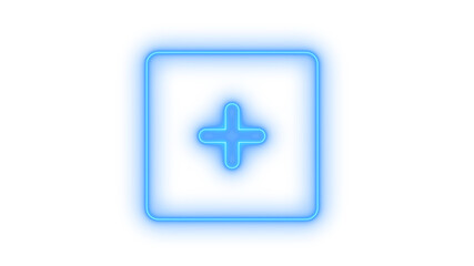 Obraz premium Glowing neon fullscreen crosshair icon isolated on transparent background. UI element. Interface. Target. Plus sign. Maximize.