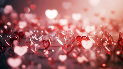 Romantic heart shapes in soft glow