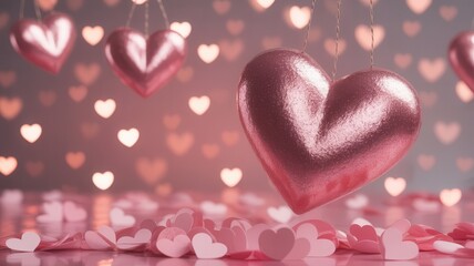 Celebrating love with shimmering heart ornaments