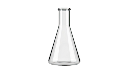 Empty Glass Erlenmeyer Flask on White Background