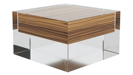 Modern Cube Table with Zebrawood and Clear Acrylic Base