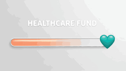 Healthcare Fund Progress Bar with Heart Icon Representing Growth and Well-being