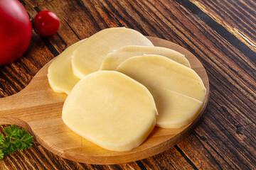 Sliced mozzarella cheese for snack