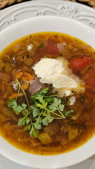 Borscht with sour cream