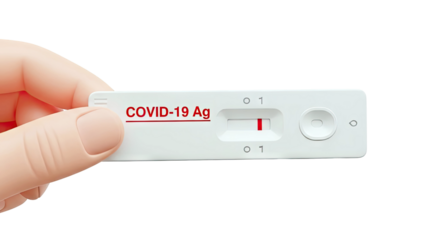 Hand Holding Positive COVID-19 Antigen Test