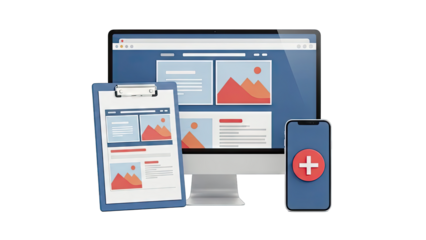 Digital Wireframe Mockup with Clipboard and Smartphone