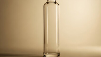 Clear Glass Bottle with Minimalist Design and Soft Lighting.