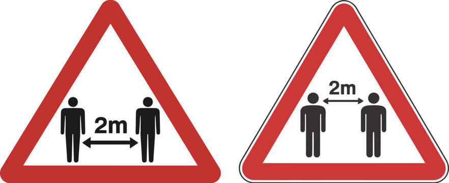 Social Distancing Warning Sign Keep 2m Distance Safety Symbol Design