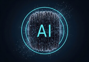 AI technology concept glowing futuristic digital brain vector illustration flat design