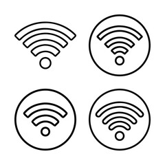 Four variations of wifi signal symbols for wireless connectivity icon set