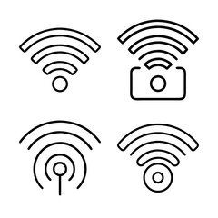 Four Distinct Wireless Connectivity Icons Representing Network and Transmission Technologies