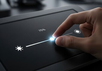 Hand touching digital target with glowing cursor vector illustration flat design