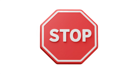 Red stop sign on black background