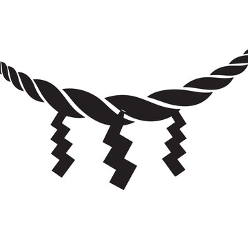 Sacred Shimenawa Rope with Shide Paper Streamers, Traditional Japanese Shinto Purification Symbol