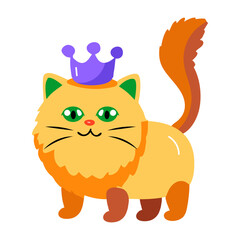 A flat style icon depicting a crowned cat    © Vectors Market