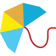 Obraz premium Colorful Kite with Red String on White Background