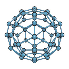 Fototapeta premium Blue metallic molecular structure with connected spheres and rods forming a spherical shape