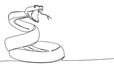 Continuous Line Drawing of a Striking Snake