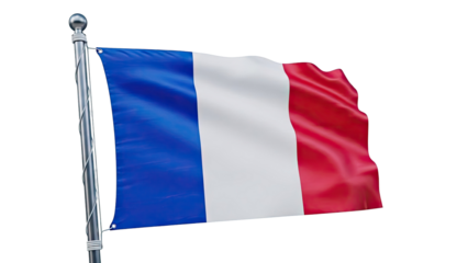 French Flag Waving on a Pole