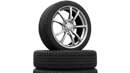 Car Wheels and Tires Stacked