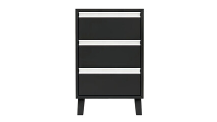 Modern Black Three-Drawer Cabinet with White Accents