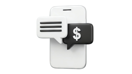Mobile Phone with Chat Bubbles Showing Dollar Sign and Text