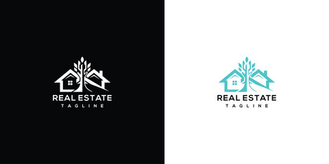 Modern Real Estate Company Logos on Contrasting Backgrounds