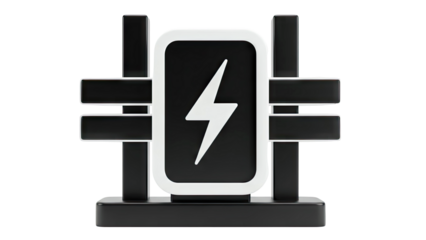 3D Icon of a Battery with Lightning Bolt
