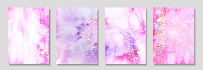 Elegant pink watercolor on wedding invitation card template