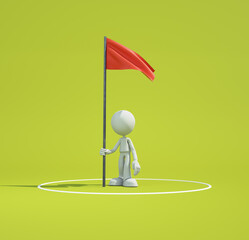 Red flag on goal: Business risk and success concept