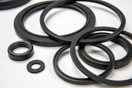 A collection of black rubber gaskets and seals