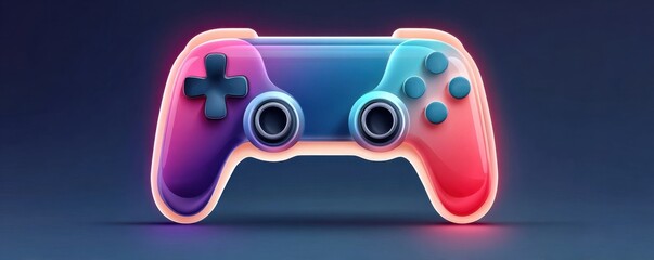 Glowing purple and blue gradient game controller illustration for gaming, tech and design projects