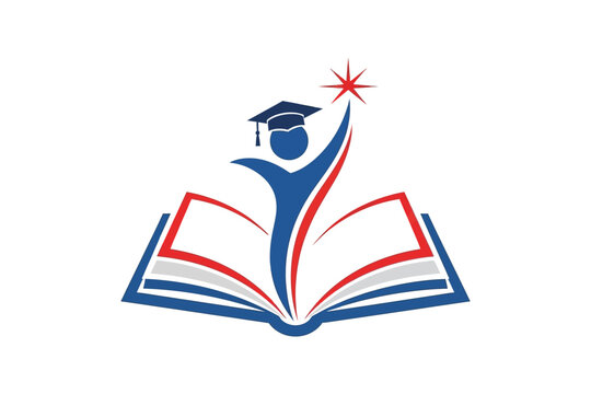 Graduation logo with book and star symbolizing academic achievement.
