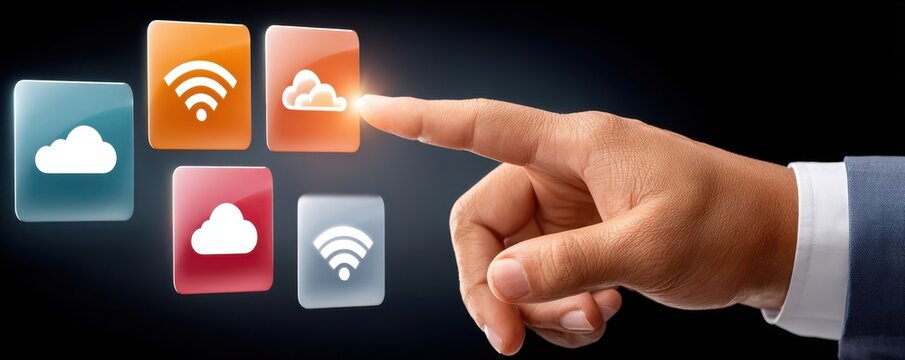 People’s hands reach toward glowing cloud icons, symbolizing cloud technology, connection, and digital innovation - Powered by Adobe