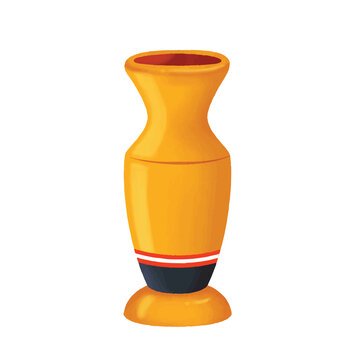 Orange ceramic vase isolated on a white background for decoration and display