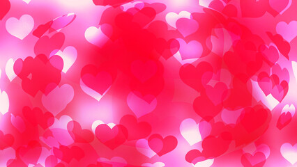 Abstract background of blurry red and pink bokeh hearts for romance and valentines day © Dynamo Art