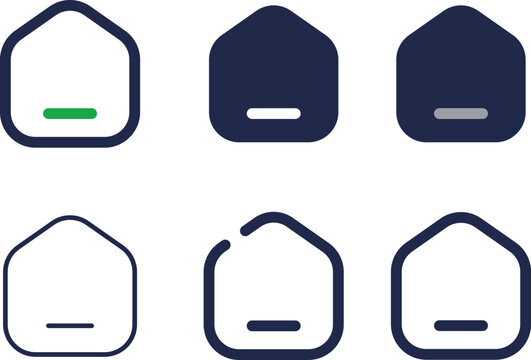 Home status icons set, 6 icons, minimal outline style
