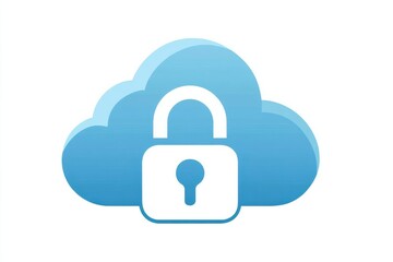 Cloud security icon with padlock over blue cloud symbol, representing data protection and online safety