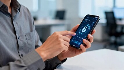 Businessman using smartphone with digital data - Powered by Adobe