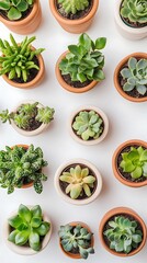Collection of small succulent plants in pots