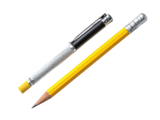 Writing tools: pen and pencil for creative work.