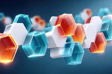 Abstract futuristic technology background with blue glowing hexagons and interconnected network patterns