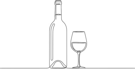 An isolated red wine bottle and glass set against a white background represents a celebration beverage from a winery perfect for a restaurant, bar, or party
